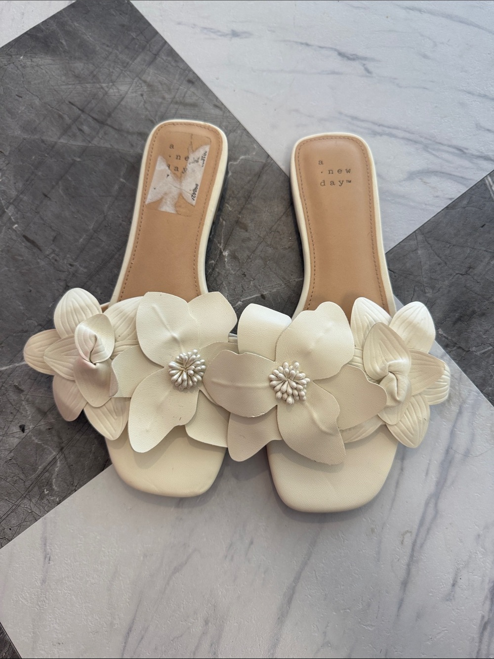 a new day Cream Floral Slide Sandals for Women - Picture 2 of 5